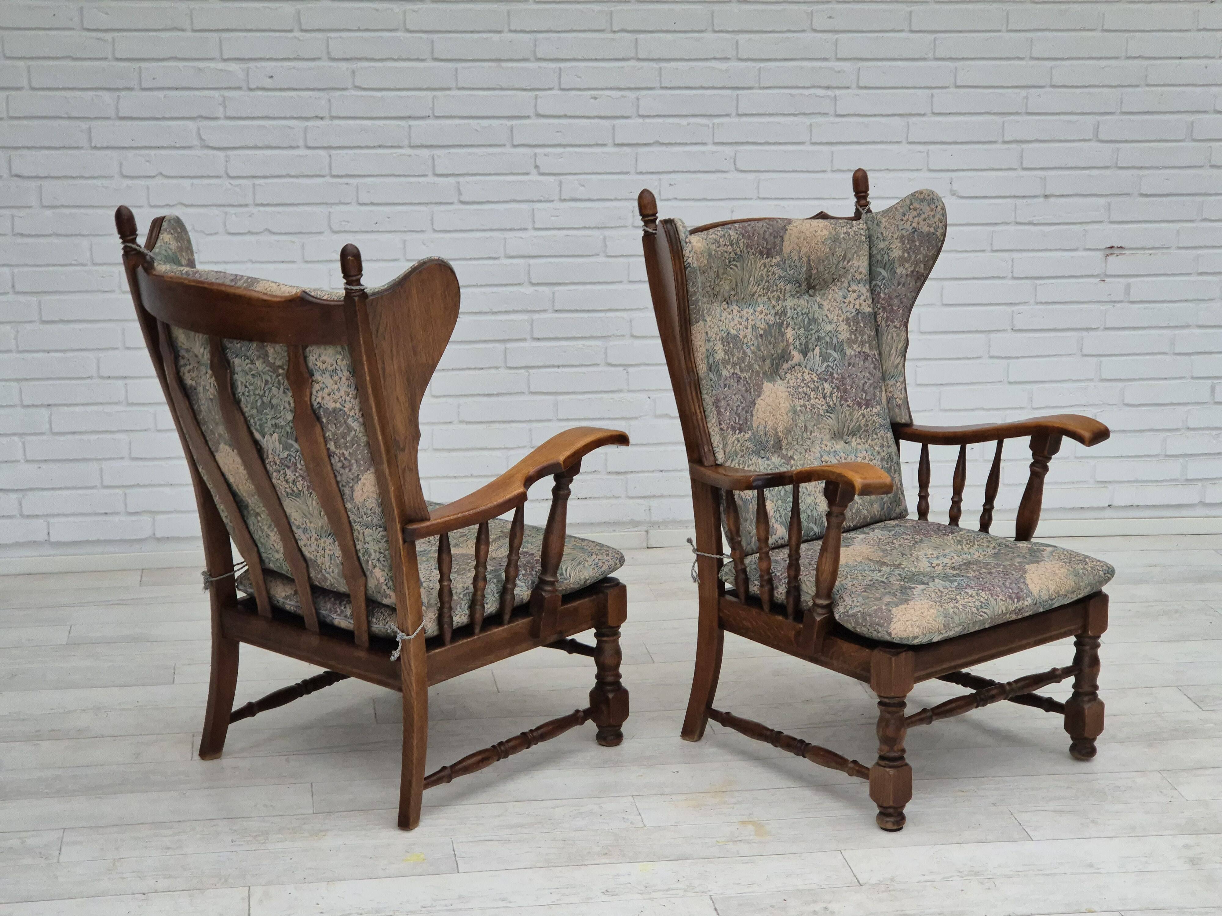 Années 1960, design danois, fauteuil à dossier haut par Regan Møbelfabrik, Aarhus, état d'origine.