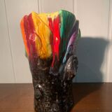 Multicolored Trunk Vase Vallauris Circa 1960 Vintage