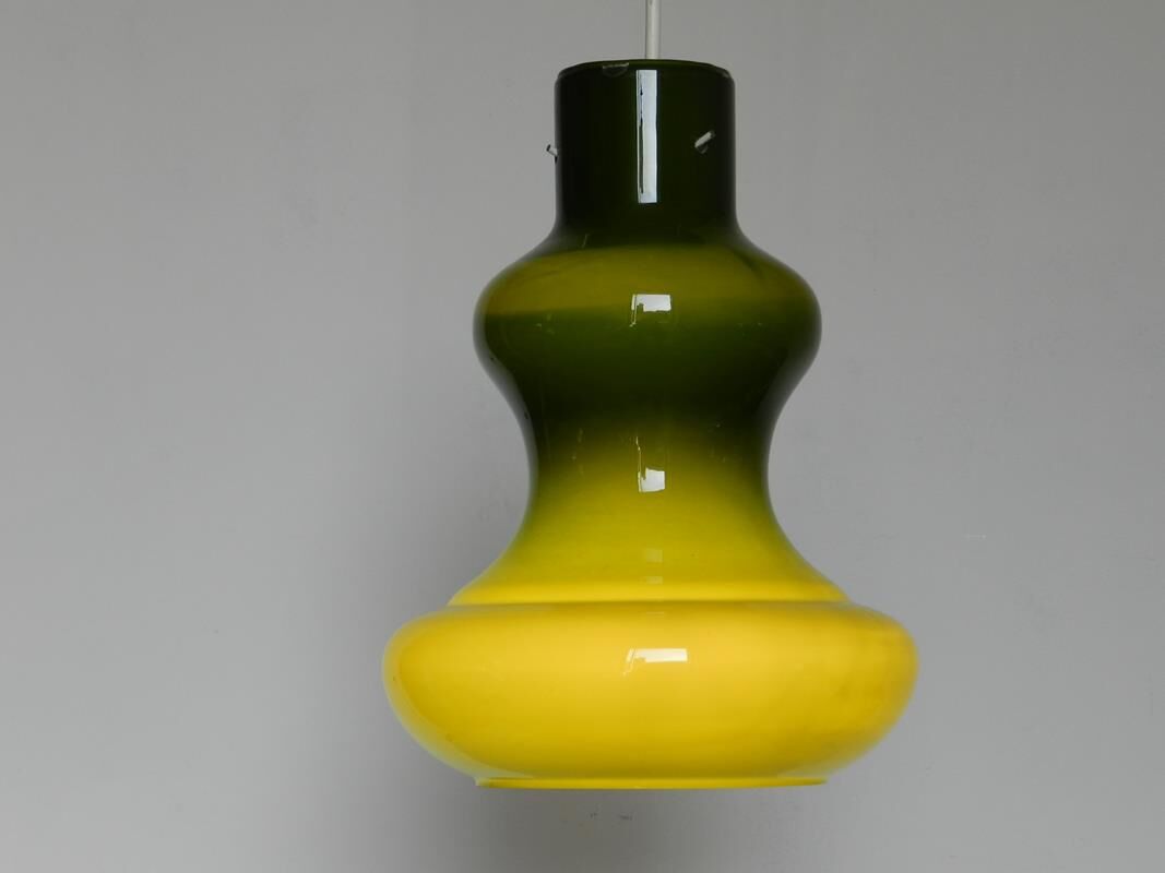 Green and white opaline hanging inside