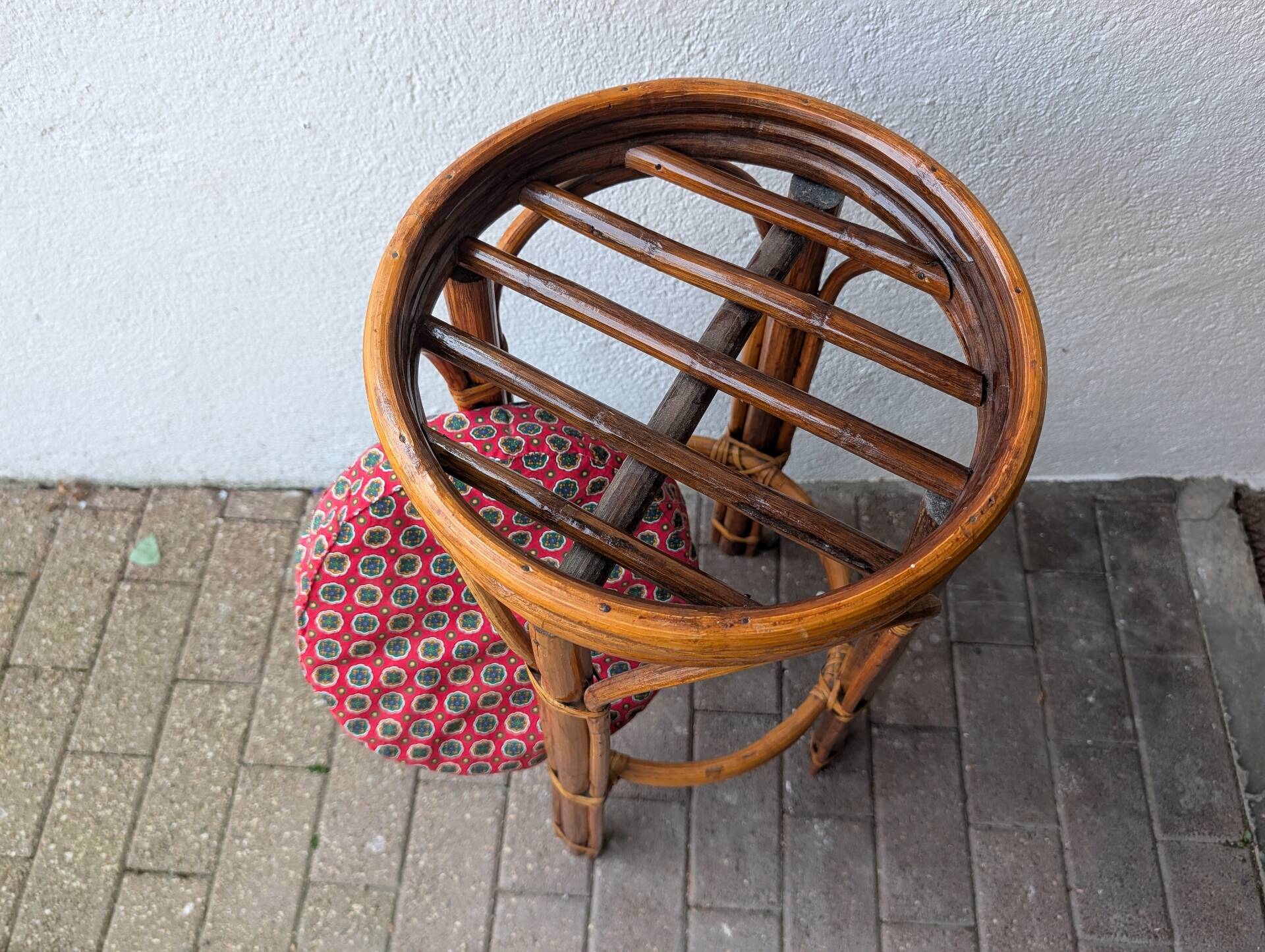 Tabouret haut en rotin – années 1960
