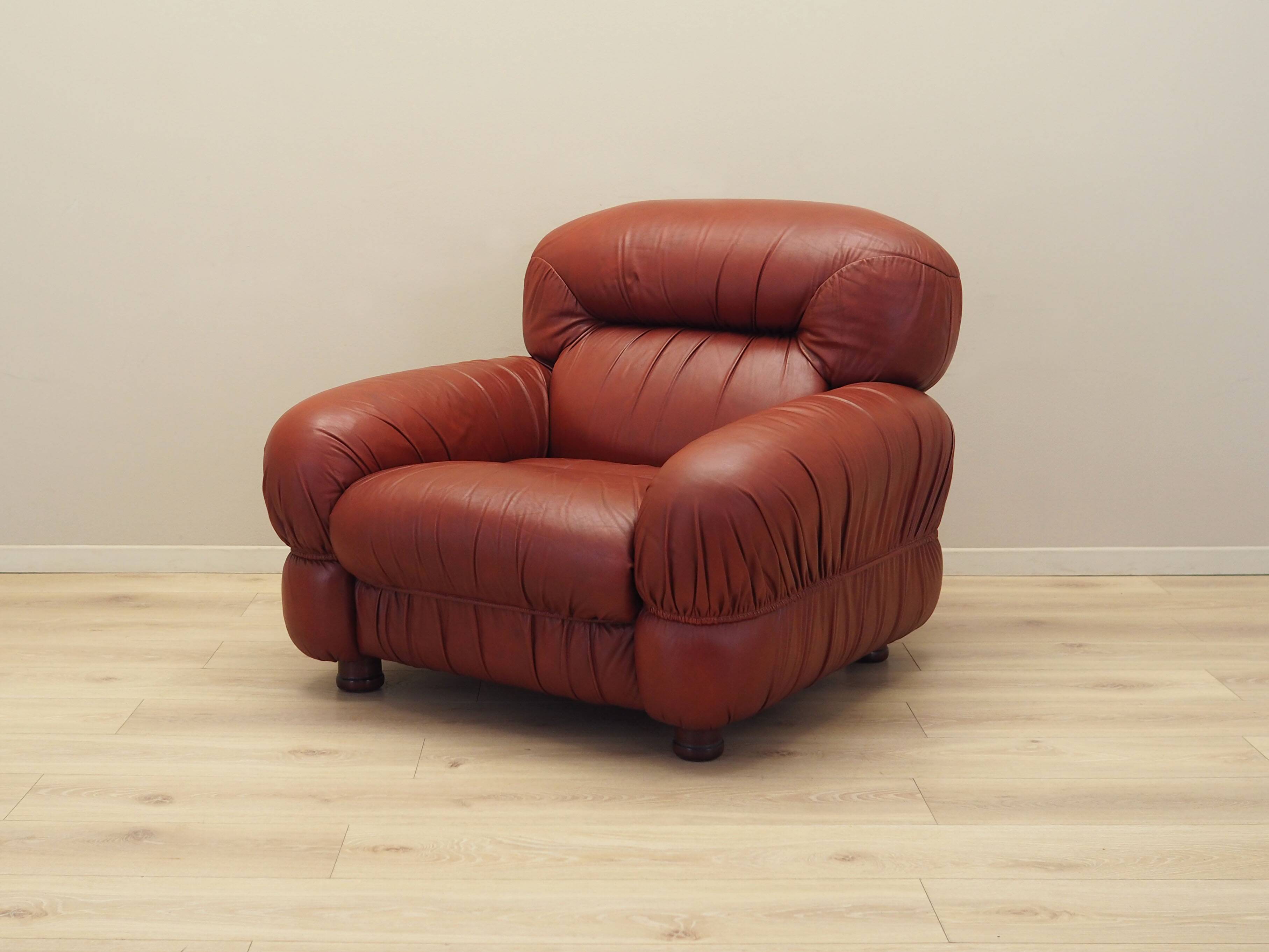 Burgundy armchair, Italian design, 1970s, production: Italy