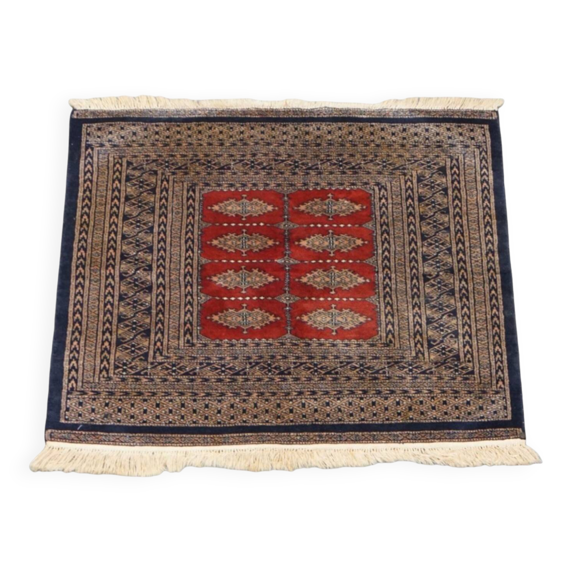 Square Rug in Red and Blue – 105x98 cm