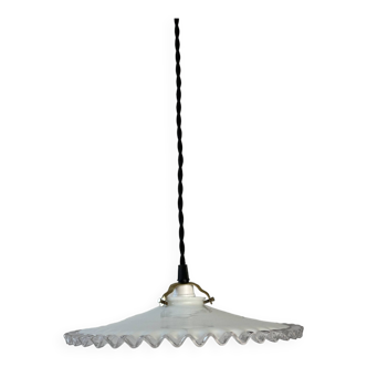 OLD 25 CM VINTAGE SERRATED OPALINE PENDANT