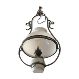 Brass and opaline oil lamp