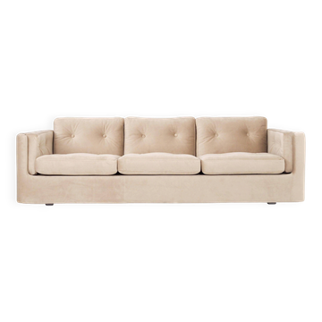 Sofa BERGEN en velours beige, design scandinave