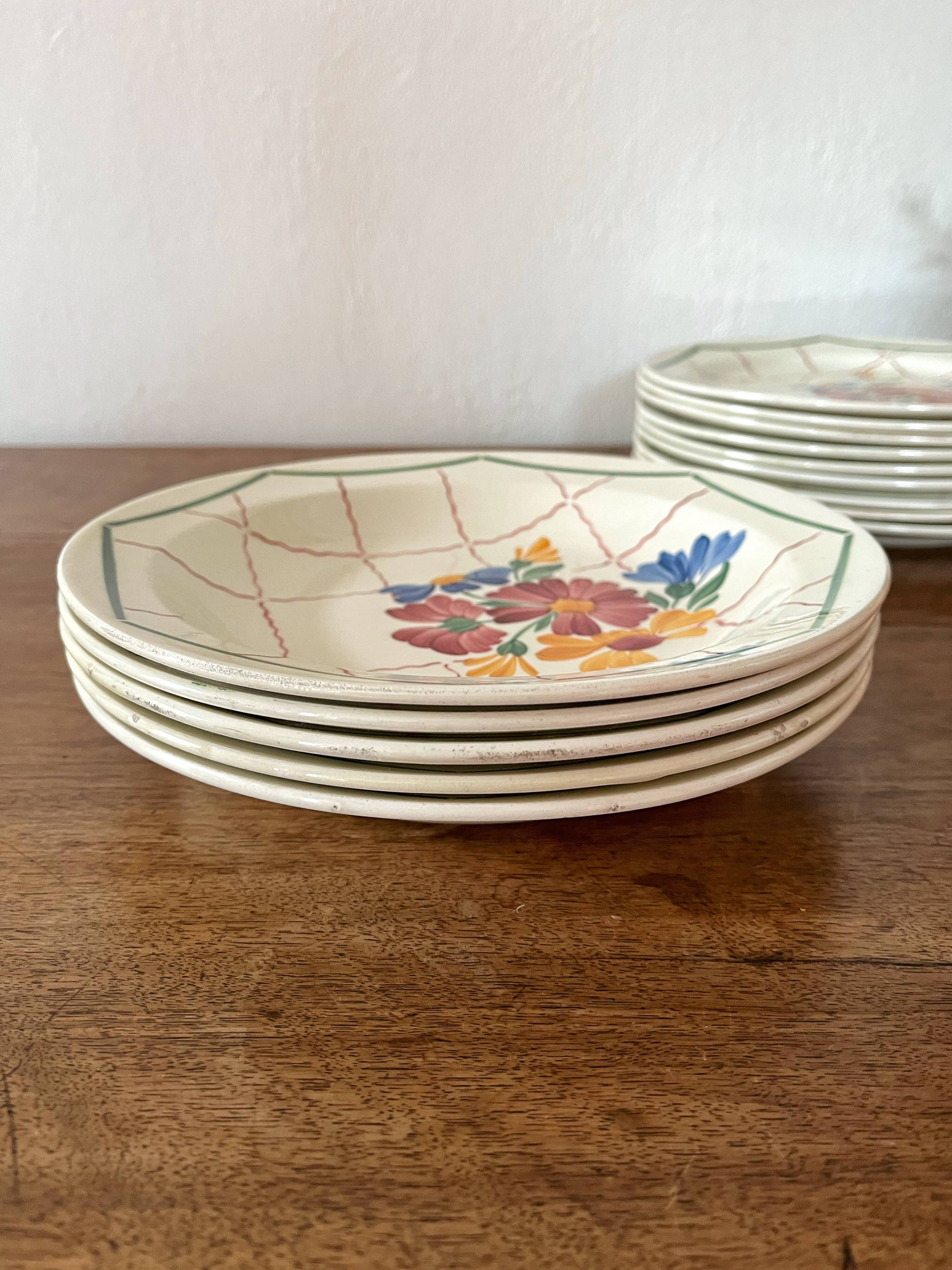 5 soup plates in Grasse earthenware, HBCM (Hippolyte Boulenger, Creil Montereau)