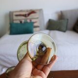 7 green biot stemmed glasses in bubbled glass