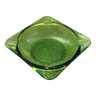 Cendrier vide poche vintage en verre vert