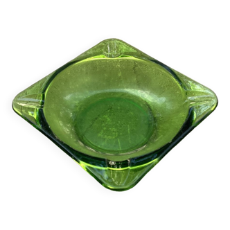 Vintage empty pocket ashtray in green glass