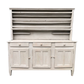 Buffet, vaisselier ancien en sapin peint en gris