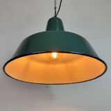 Large Industrial Petrol Enamel Factory Pendant Lamp, 1960s