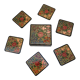6 under glass decorated with flowers