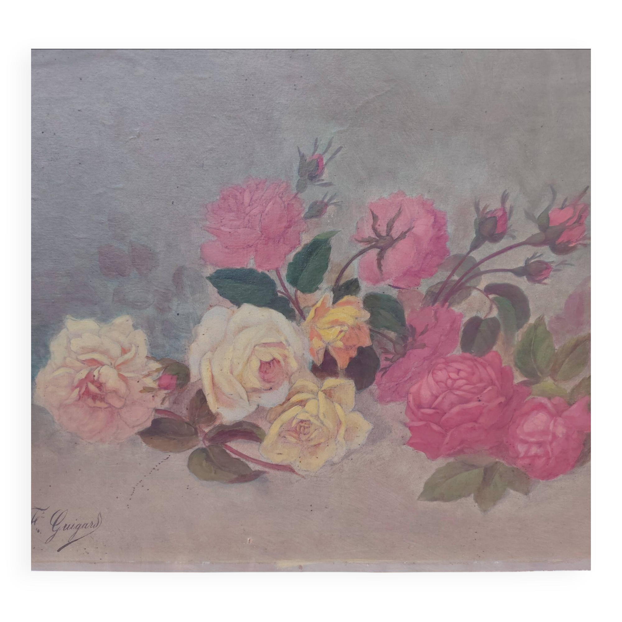 Bouquet in preparation, roses, F.Guigard