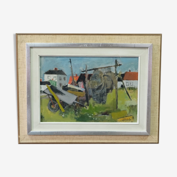 John Börén ( 1903-1983 ), Swedish Modern Painting, 1960s, Oil on Panel, Framed