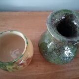 2 small pottery vases