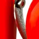Red Eyeball Pendant Lamp, Chrome Finish – 1970s Futurist Design