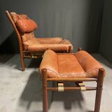 Fauteuil et tabouret INKA d'Arne Norell, années 1960