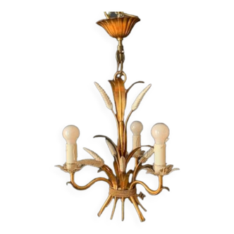 Metal ear of wheat chandelier, 1960s, Masca, Italy