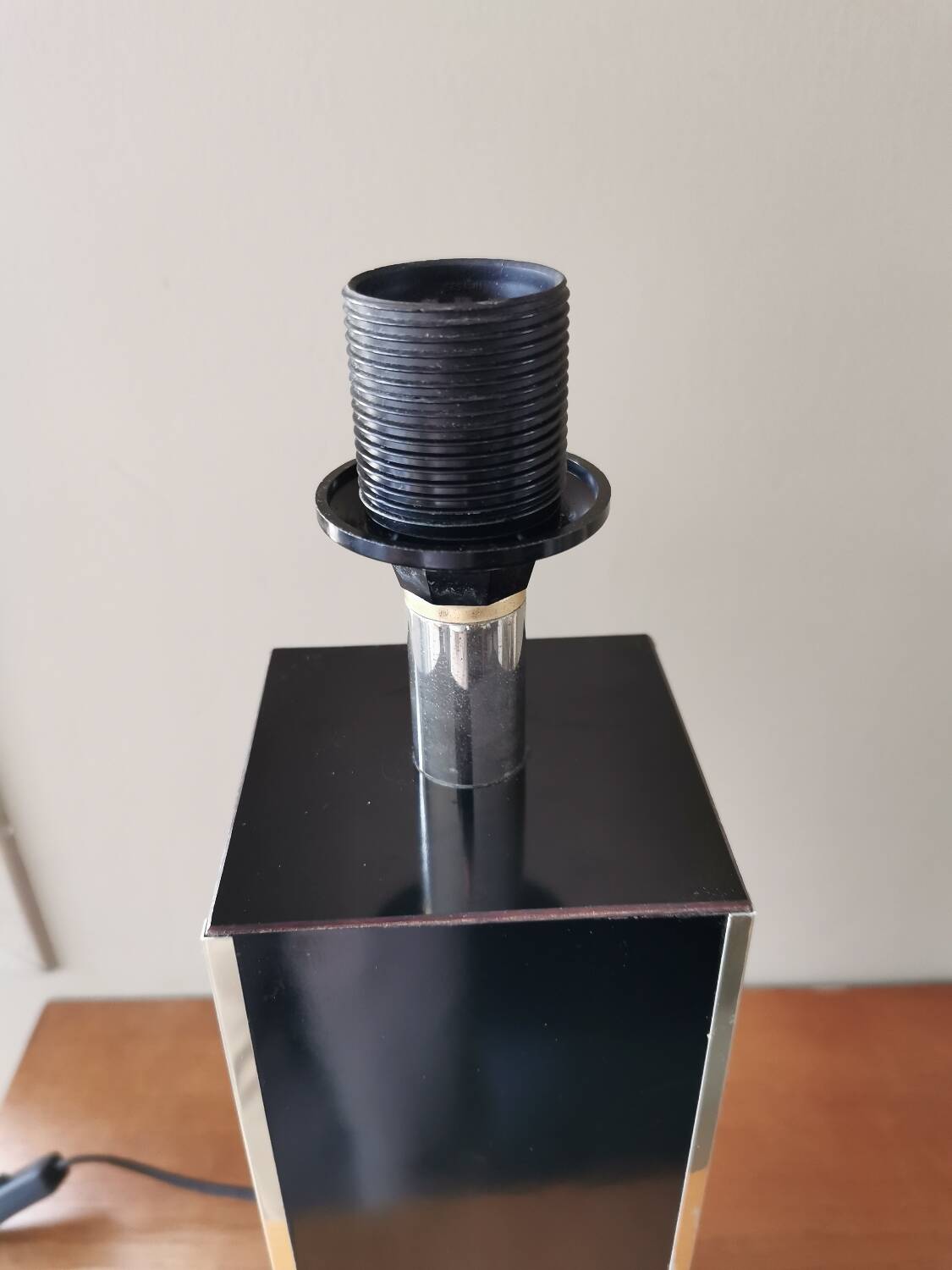 Vintage square black and brass lamp base