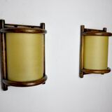 Pair of rattan wall lights France 1960