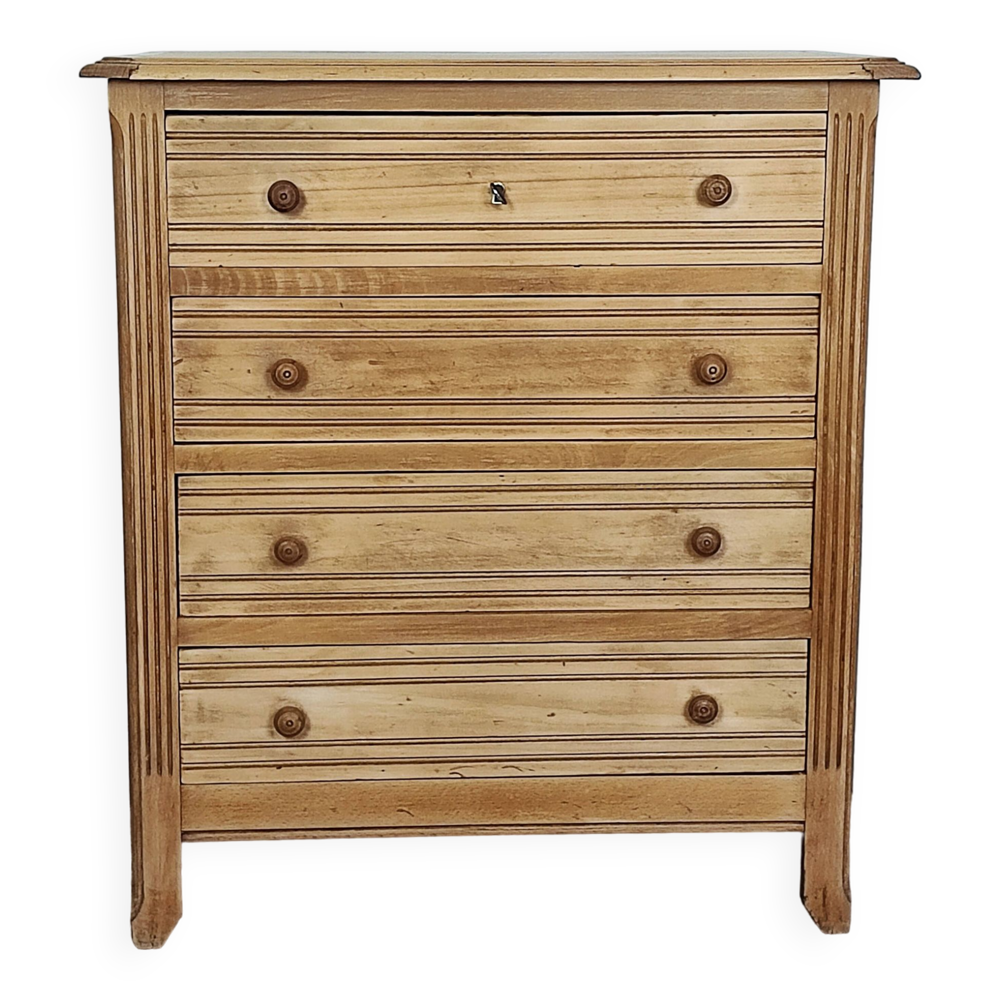 Art Deco raw wood chest of drawers