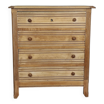 Art Deco raw wood chest of drawers