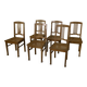 Lot de 6 chaises cannées en chêne Art déco 1930's