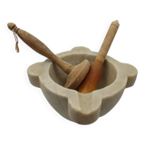 Large alabaster mortar with these two wooden pestles