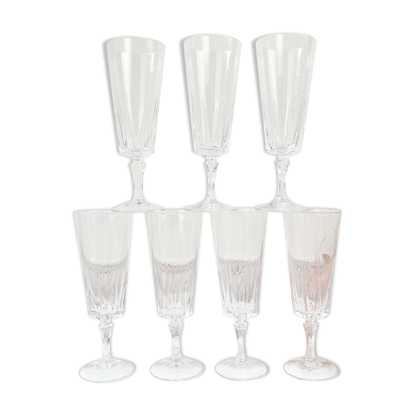 7 Champagne flutes Cristal D'Arques model "VERSAILLES"