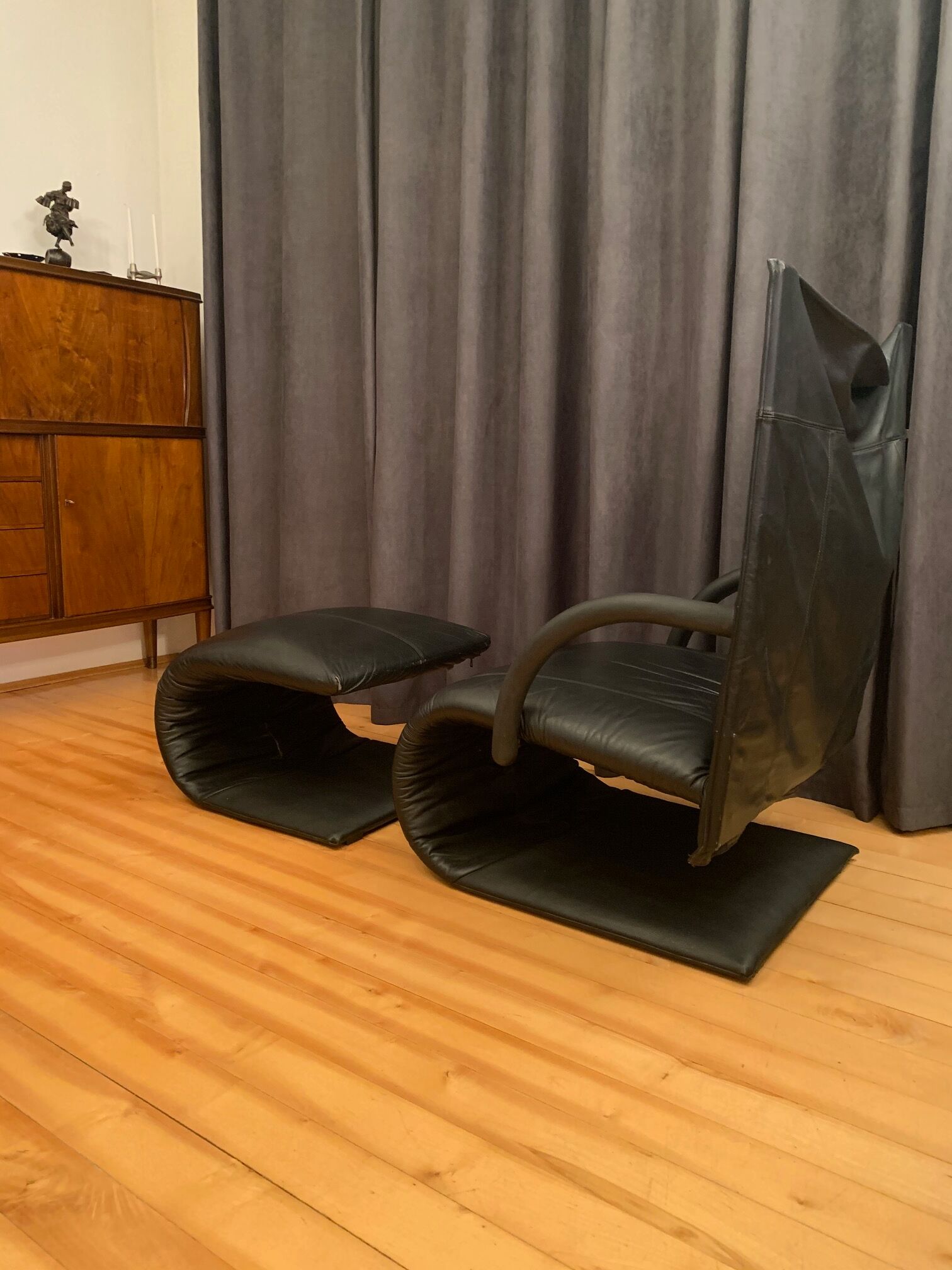 Zen armchair with footstool designed by claude brisson, ligne roset, france, 1980s