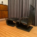 Zen armchair with footstool designed by claude brisson, ligne roset, france, 1980s