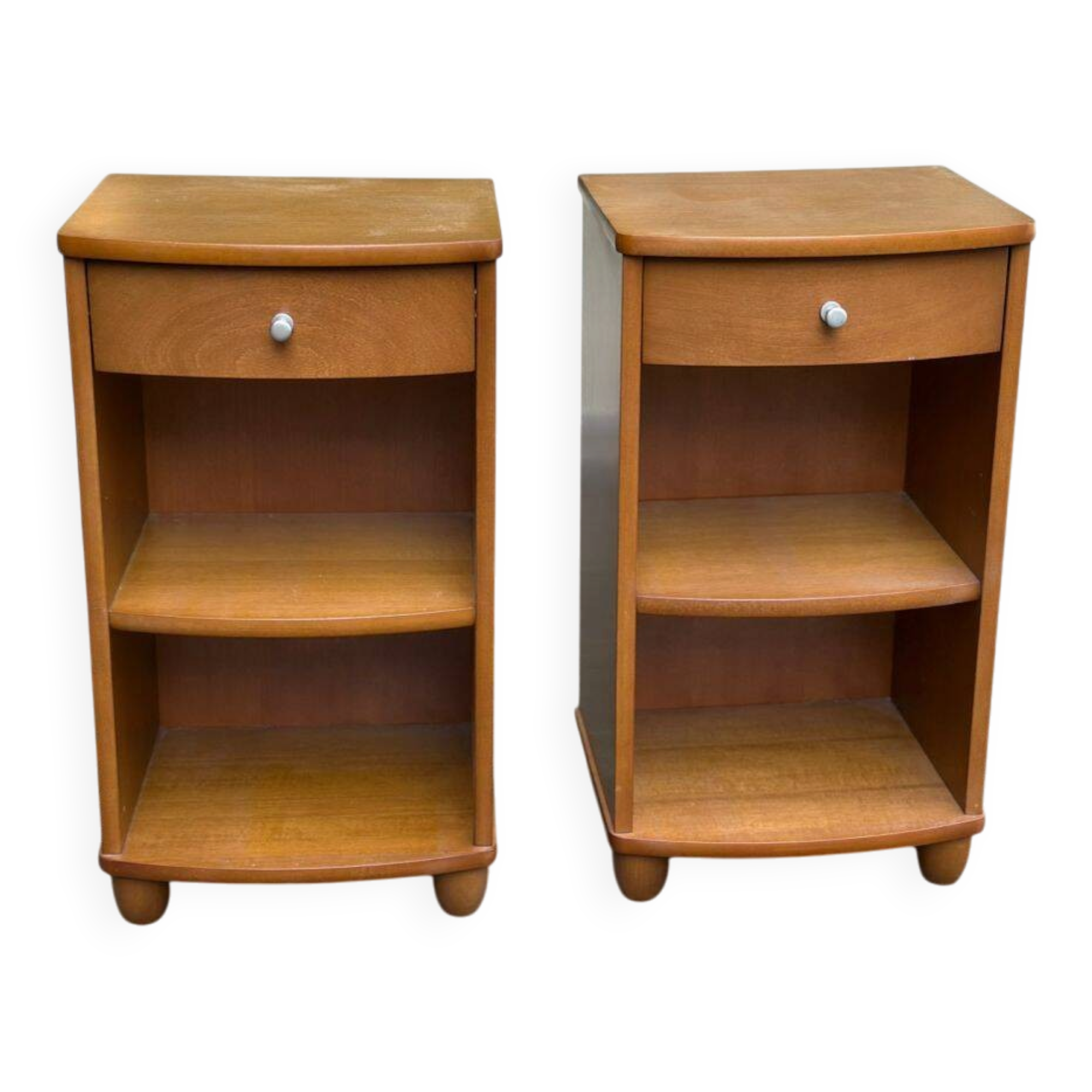 2 contemporary wooden bedside tables from the 2000s.