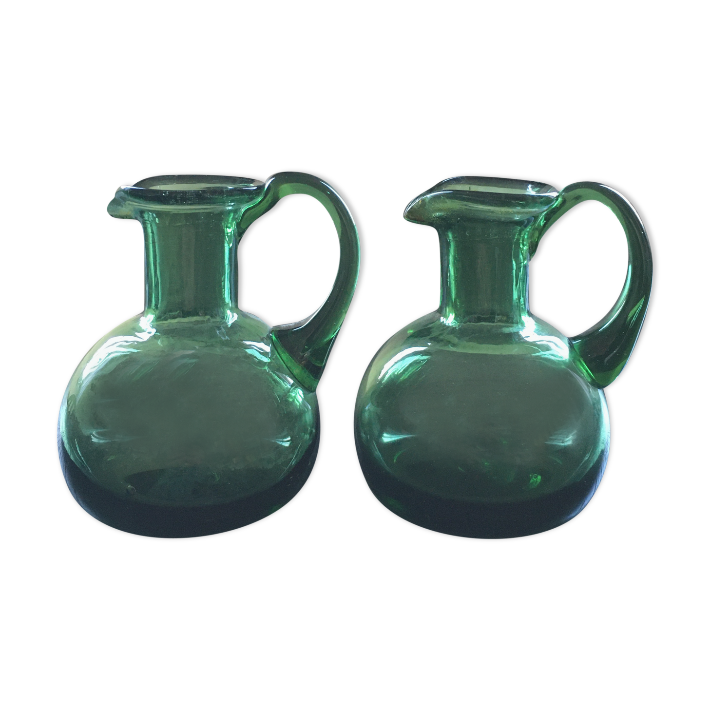 Set of 2 vials green glass