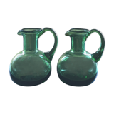 Set of 2 vials green glass