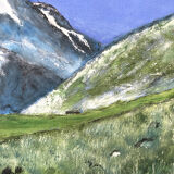 Painting mountain landscape