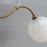 Brass wall lamp and cloudy glass Clichy art deco