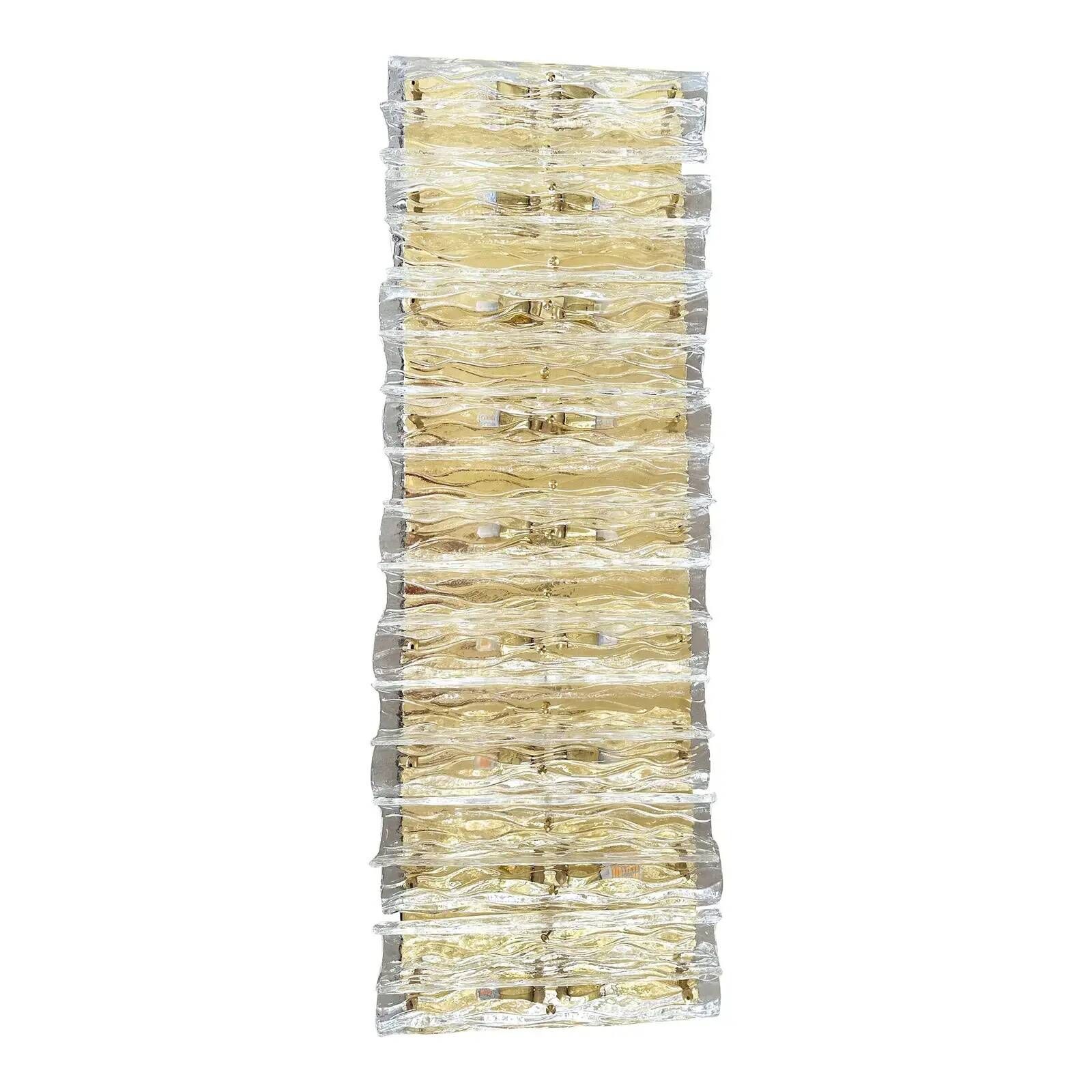 Luxury Italian Murano Glass Brass Wall Sconce / Flush Mount Fixture