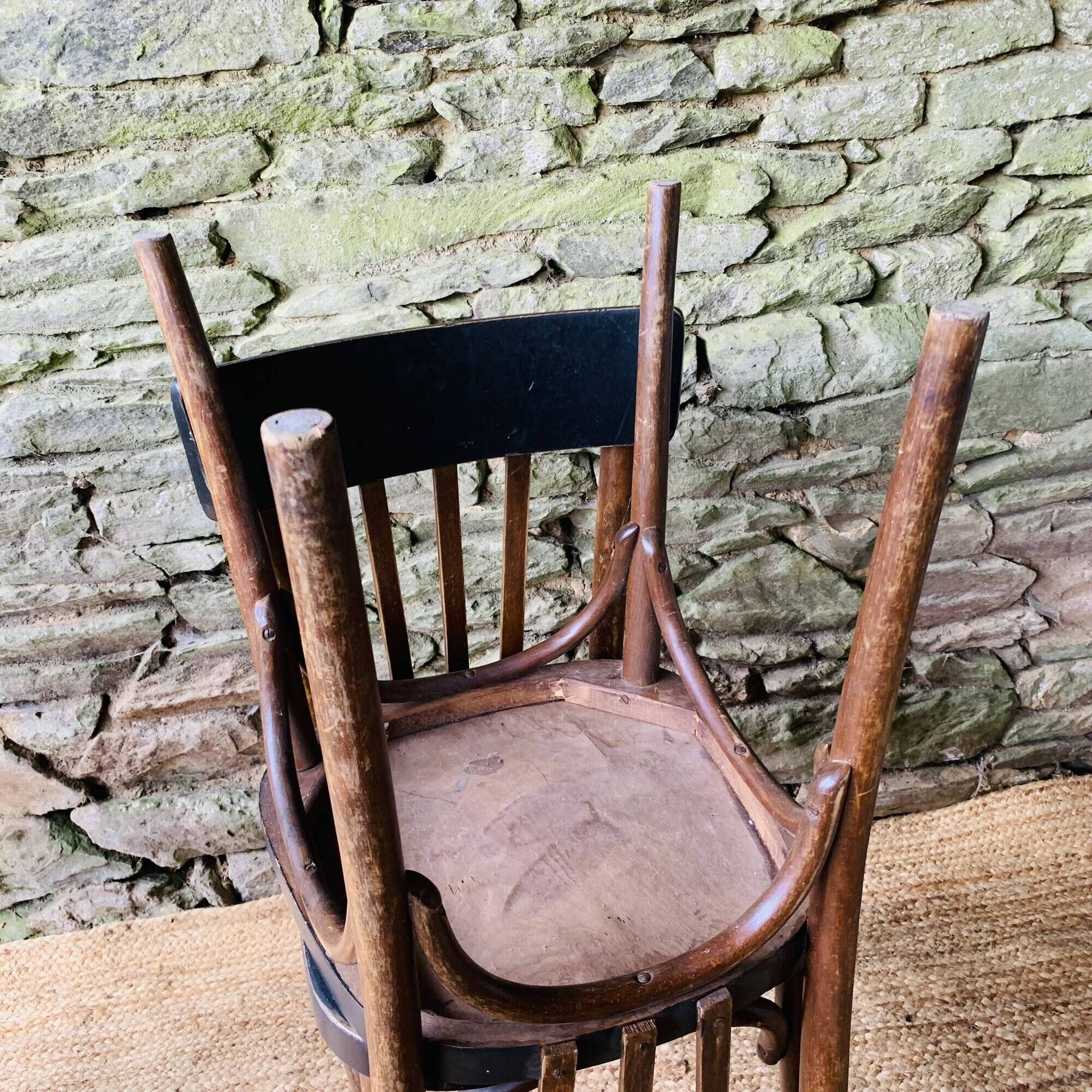 Set of four vintage bentwood bistro chairs.