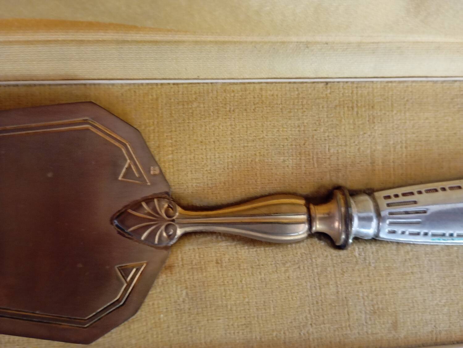 Brass and silver pie server