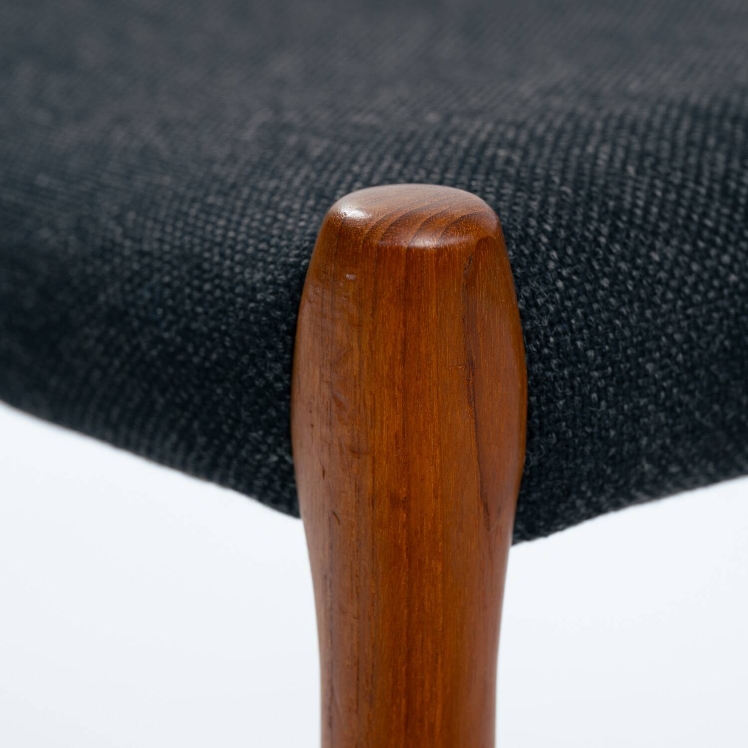 Niel O Moller teak stool 80a with black wool fabric, Denmark, 1960s
