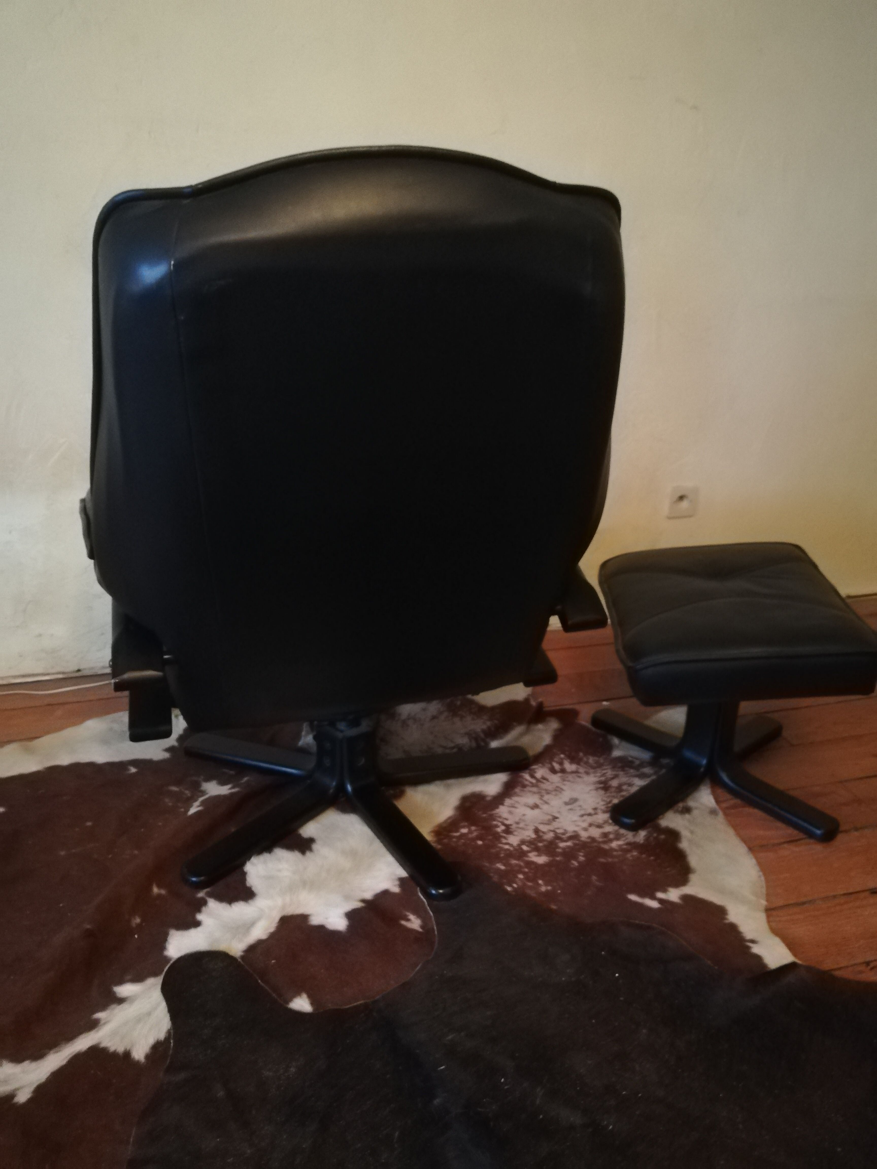 Vintage Danish leather armchair and ottoman