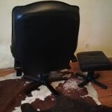 Vintage Danish leather armchair and ottoman