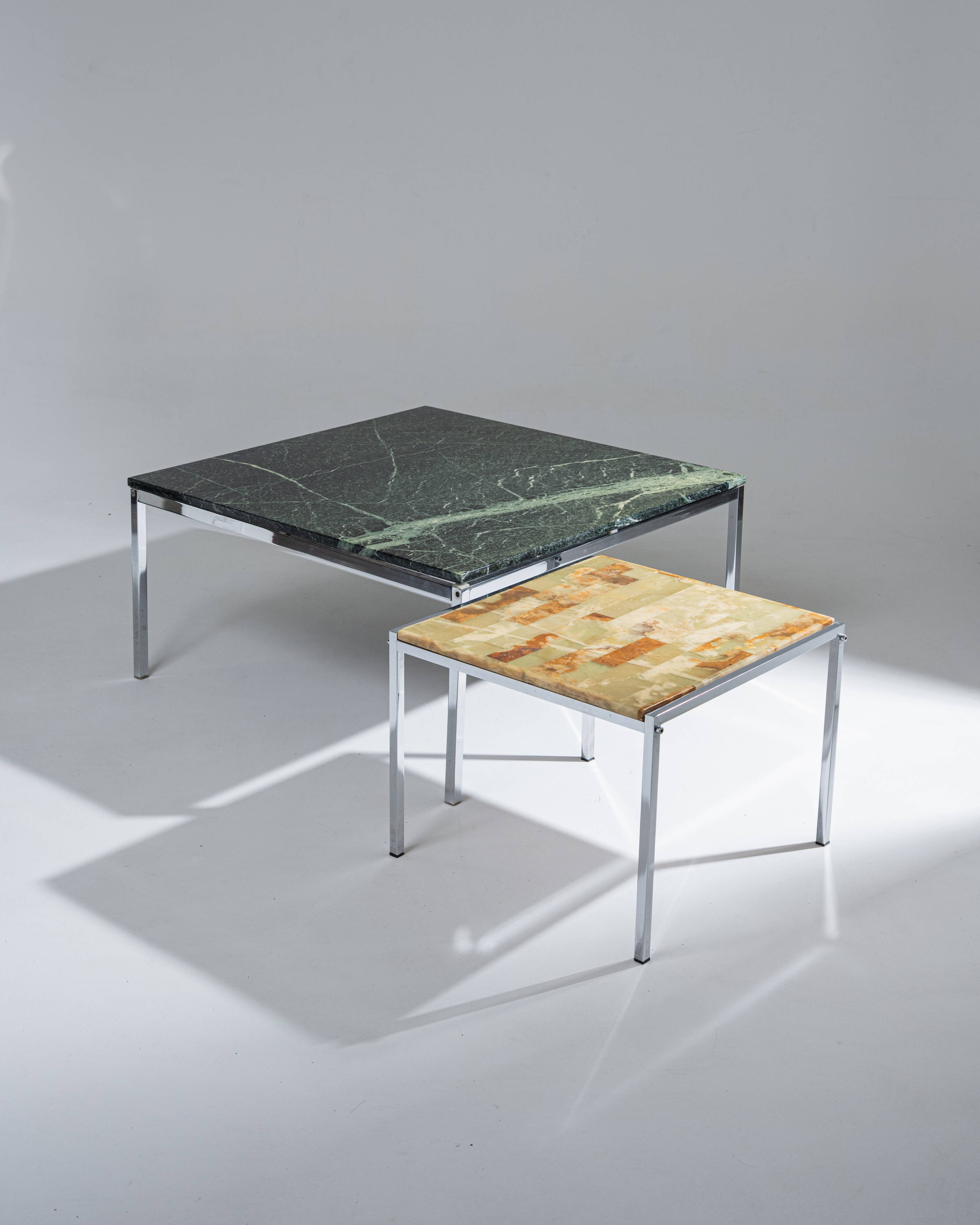 Square green marble coffee table, 1970s