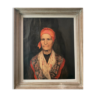 Tableau peinture ancienne portrait de femme, bohémienne XIXe Hyper-Réalisme