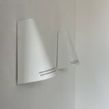 Pair of vintage wall lights, matte white metal, Netherlands, 1980s
