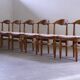 Ensemble vintage de 6 chaises de salle à manger en chêne massif de design danois des années 60, style Kjærnulf.