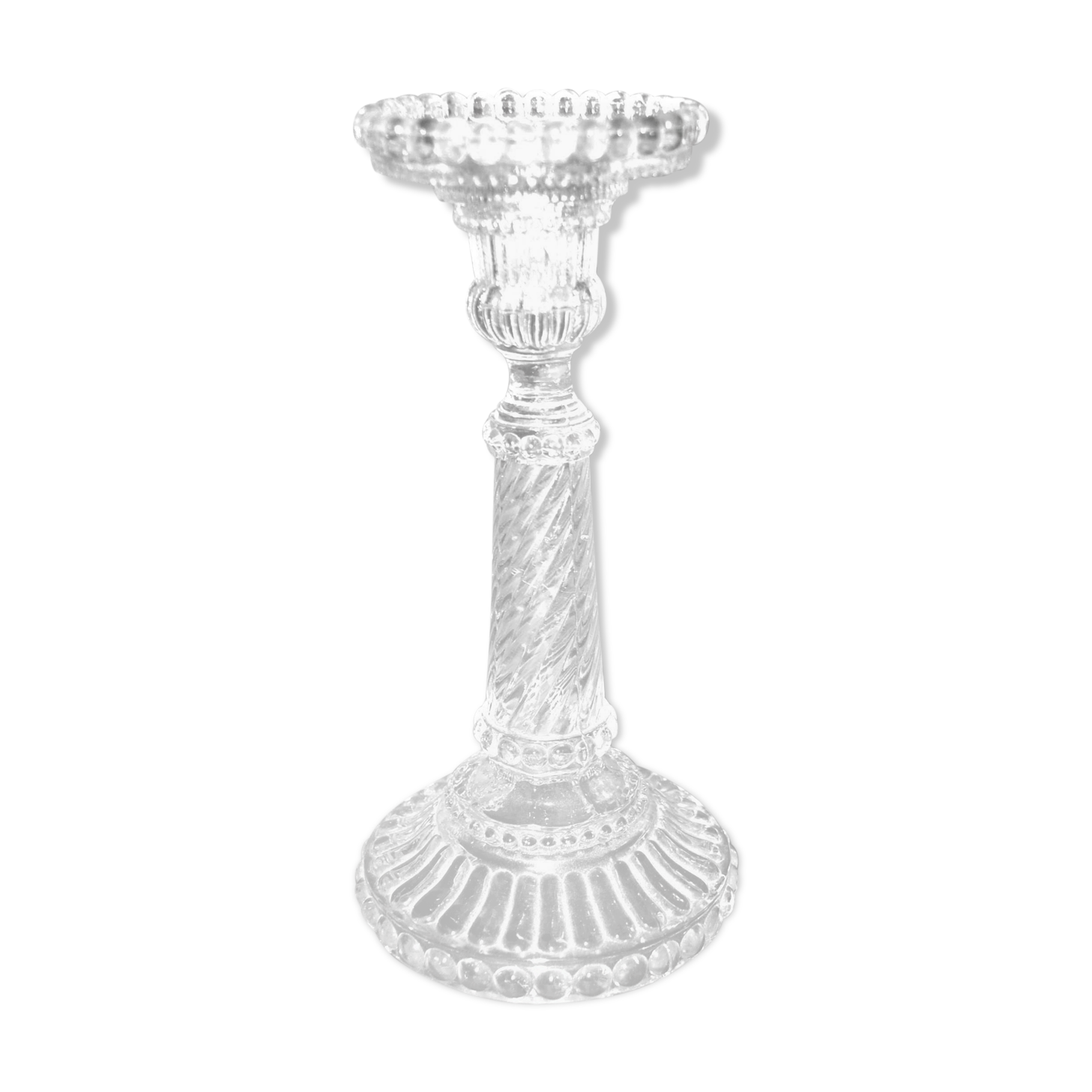 Old candlestick in molded glass of Portieux