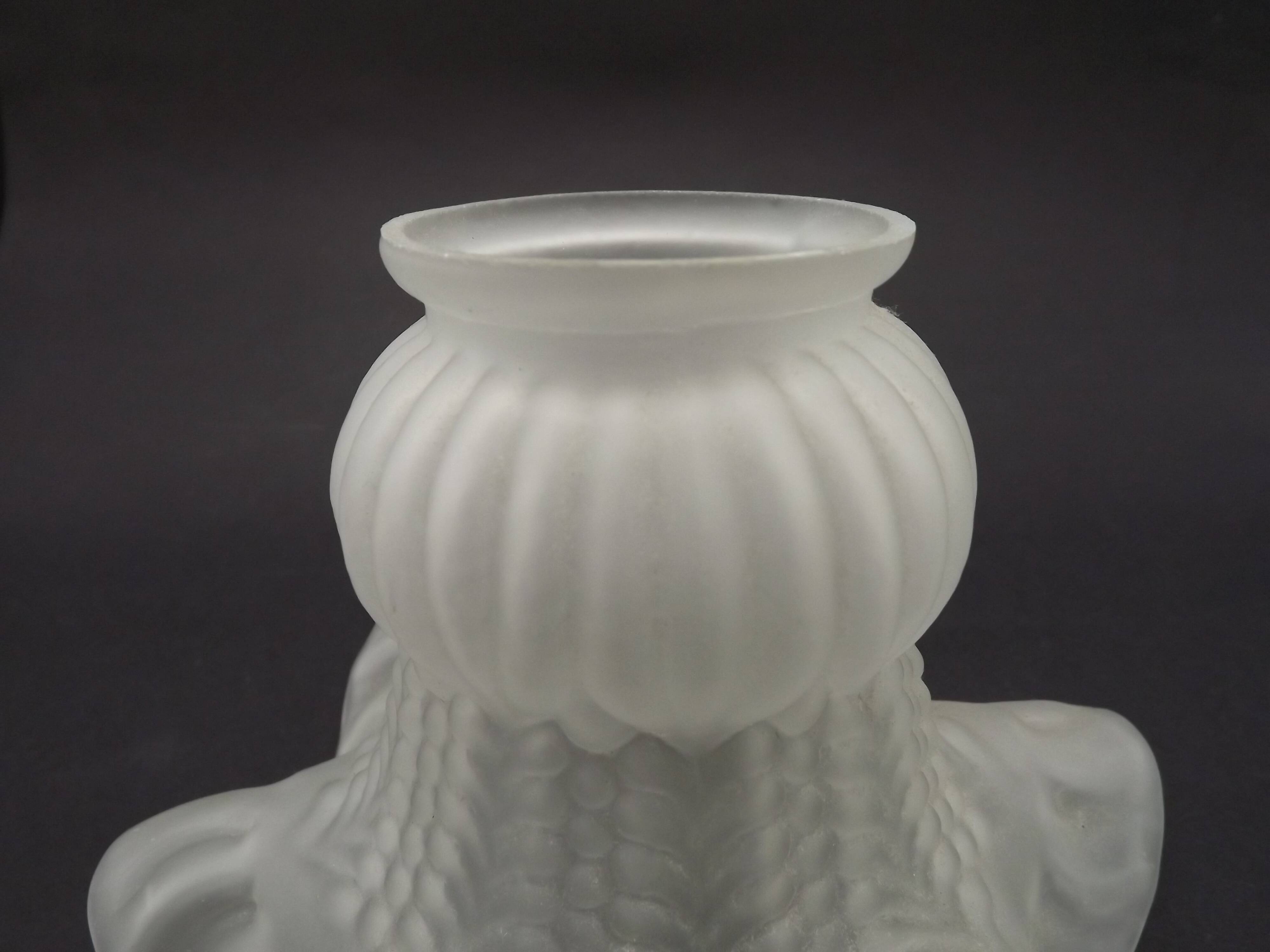 French vintage white opaque glass replacement shade with frilled edge.