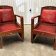 Pair of Moroccan leather armchairs from the 50s