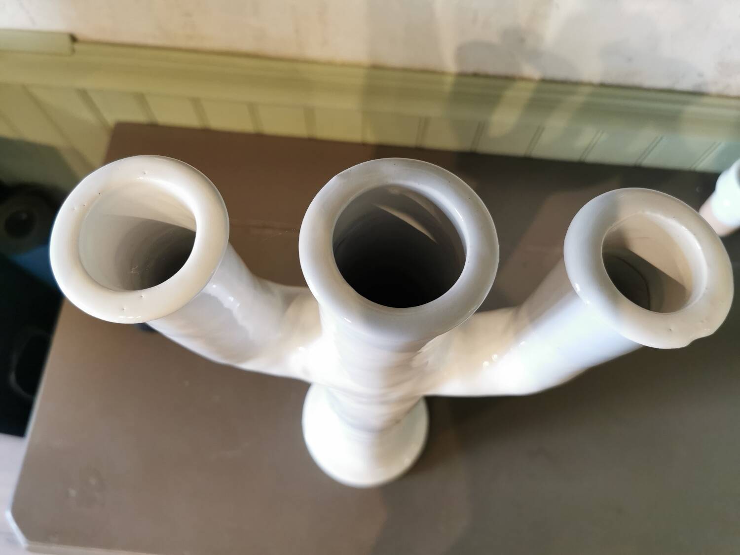 Large white ceramic candlestick Morocco